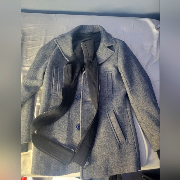 Double-collar semi-plain coat - Picture 2 of 9